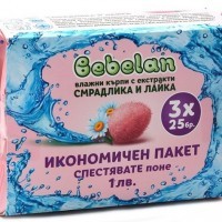 Икономичен пакет влажни кърпи - 3 пакета х 25 бр. с екстракти от Смрадлика и Лайка Bebelan